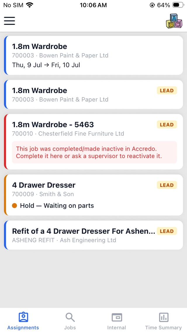 JobTrack app screenshot