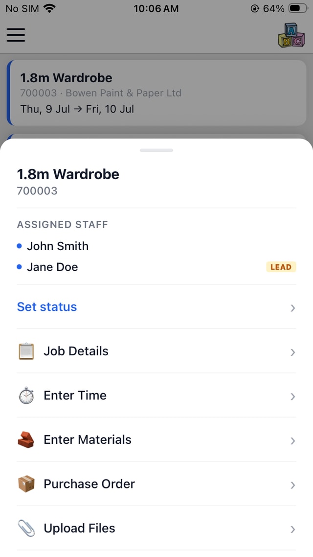 JobTrack app screenshot